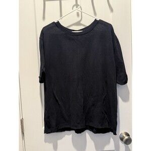 We The Free Women’s Medium Raw Hem Rolled Oversized Black Patch Work Basic Top